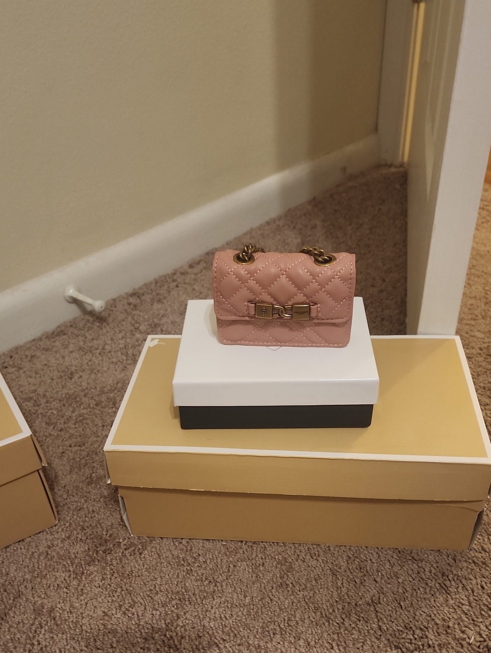 Kurt Geiger Pale Pink Quilted Chain-Handle Crossbody Bag